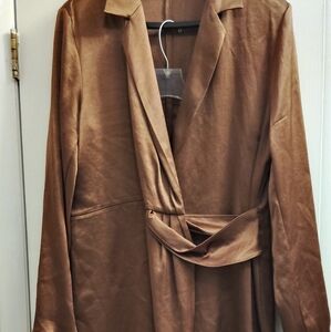 Massimo Dutti 2 piece women's silk blazer and pants set size Large